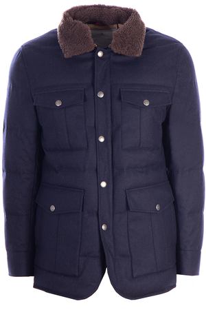 Пуховая куртка из шерсти Brunello Cucinelli MM4281331 CL867 Синий купить с доставкой