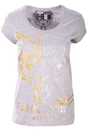 Хлопковая футболка с принтом Plein Sport WTK0201 Серый/тигр зол сер