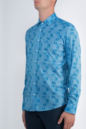 Хлопковая рубашка с принтом ETRO ETRO 16376/6253/ Голубой