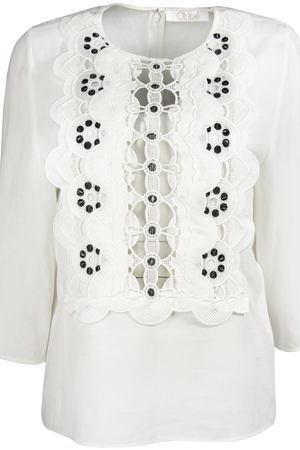 Блуза с декором Chloe Chloe 15sht84/белый купить с доставкой