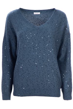 Кашемировый пуловер с пайетками Brunello Cucinelli M73541012 C9187 Зеленый