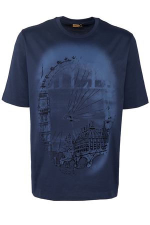 Хлопковая футболка с принтом Zilli NT490 LOND1 MC01 2037 Синий