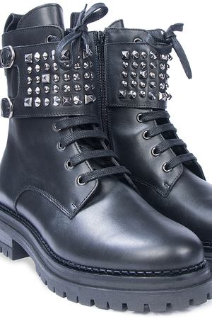 Кожаные ботинки с пряжками STOKTON Stokton BLK11/блоки/клепки/ Черный купить с доставкой