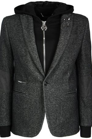 Пиджак с капюшоном Philipp Plein Philipp Plein HM203087 капюшон, лампас Серый,Черный