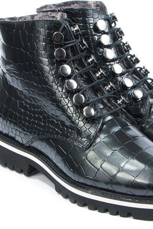 Кожаные ботинки на меху Pertini Pertini 182W15322C1/рептилия Черный