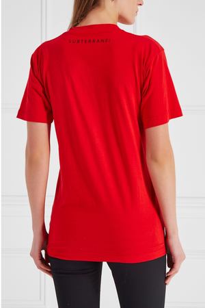 Хлопковая футболка красная Subterranei 167855145 купить с доставкой