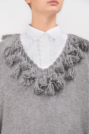 Пуловер с кистями VERONIQUE BRANQUINHO Veronique Branquinho VPL600C Серый купить с доставкой