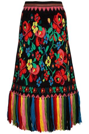 Шерстяная юбка с цветочным узором Gucci 47054230