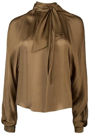 Шелковая блуза Balmain 1325106S-бант хаки купить с доставкой