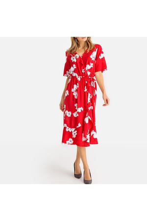 Платье струящееся с V-образным вырезом, короткими рукавами и цветочным рисунком ANNE WEYBURN 34129 купить с доставкой