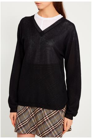 Черный пуловер из хлопка и льна Tegin 85367968