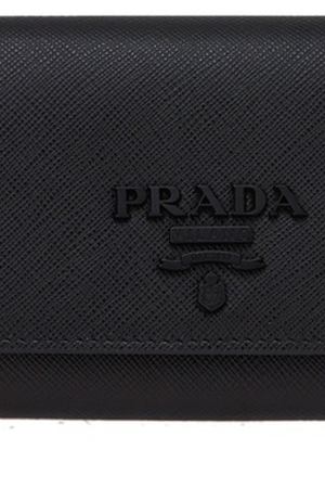 Черный кожаный кошелек с логотипом Prada 4068855 купить с доставкой