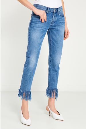 Синие джинсы с бахромой по низу 3x1 165169600 купить с доставкой