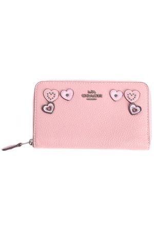 Кожаный кошелек с декором Coach 29748_BPDRO Розовый