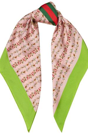 Розовый шелковый платок с цветами Gucci 47070128