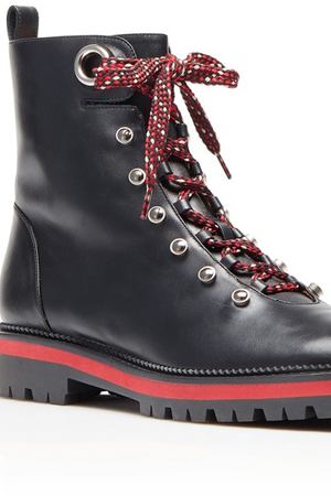 Черные кожаные ботинки Hiker Bootie Flat Aquazzura 97572021 купить с доставкой