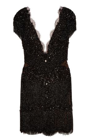 Черное платье с бахромой Marchesa 38872386 купить с доставкой