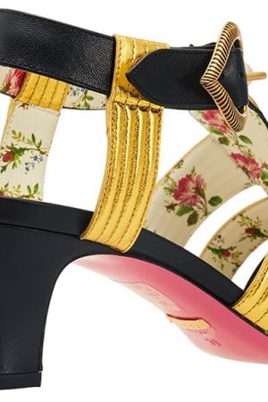 Черные туфли с золотистыми перемычками Gucci 47072476 вариант 2