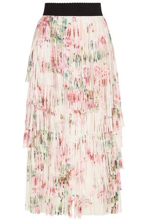 Шелковая юбка с ярусной бахромой Dolce & Gabbana 59972488 вариант 2