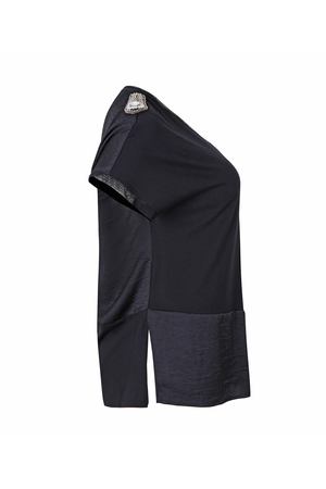 Блузка с V-образным вырезом со вставкой из сатина и короткими рукавами Mat fashion 193715