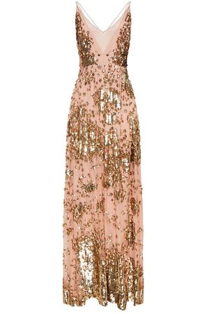 Шелковое платье с золотыми пайетками Valentino 21073741 купить с доставкой