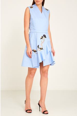 Голубое мини-платье с вышивкой Carven 9874376