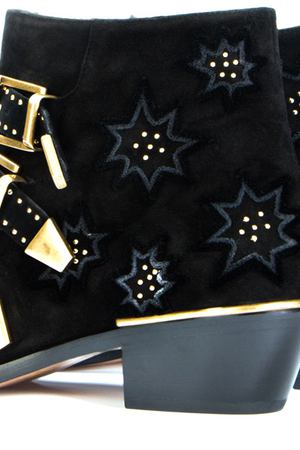 Замшевые ботильоны с декором Chloe Chloe C17W13403001 Черный звезды купить с доставкой
