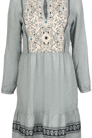 Льняное платье  120% Lino 120% Lino 4609-382-орнамент Серый купить с доставкой