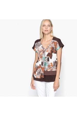 Блузка с рисунком, V-образным вырезом и короткими рукавами ANNE WEYBURN 69160 купить с доставкой