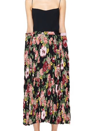 Черная юбка-плиссе с цветочным принтом Junya Watanabe JB-S001-051-3 купить с доставкой