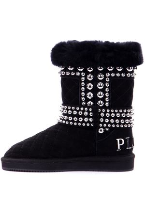 Замшевые угги Philipp Plein Philipp Plein A18S WSE0187 Серебряный, Черный купить с доставкой