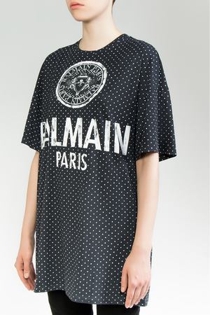 Удлиненная хлопковая футболка  Balmain Balmain 138050 736i noir/blanc Белый, Черный купить с доставкой