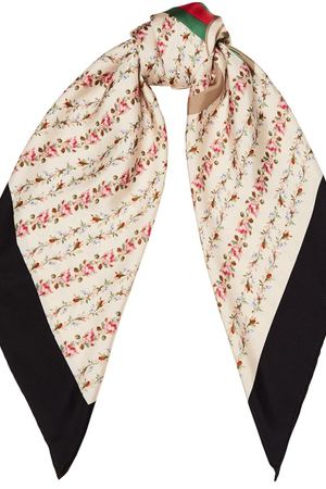 Шелковый шарф с цветочным принтом Gucci 47075067