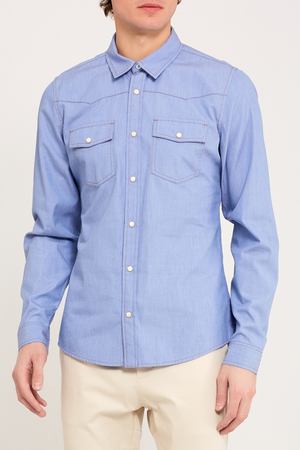 Голубая рубашка с накладными карманами Gucci 47075125