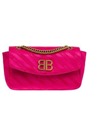 Розовая сатиновая сумка с логотипами BB Round S Balenciaga 39775223 вариант 4