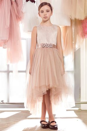 Бежевое платье с драпированным подолом Сorinne Balloon and Butterfly 168370997 вариант 2