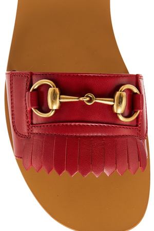 Красные сандалии с бахромой Horsebit Gucci 47076975 вариант 3