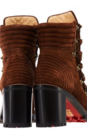 Коричневые стеганые ботильоны Mad Boot 70 Christian Louboutin 10677530