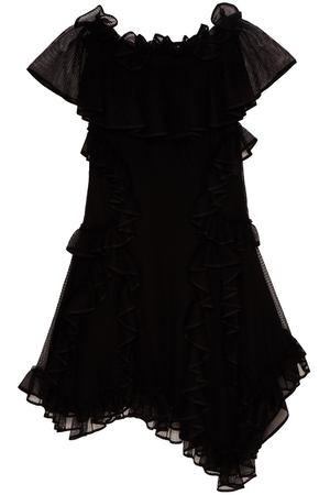 Черное шелковое платье с оборками Alexander McQueen 38478485 вариант 4