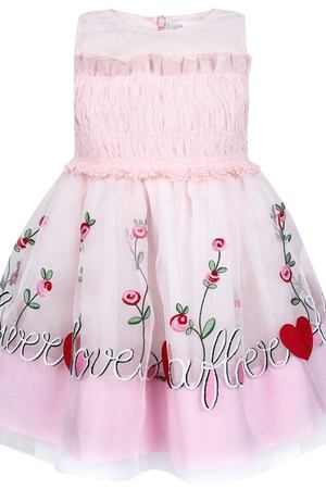 Розовое платье с резинкой и вышивкой Simonetta 132779323