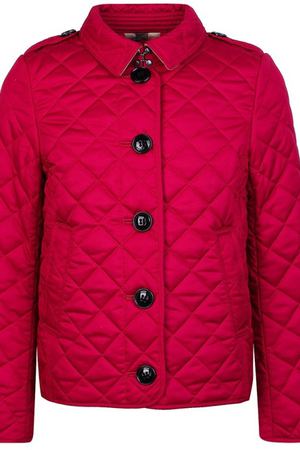 Розовая стеганая куртка Burberry Children 125379347