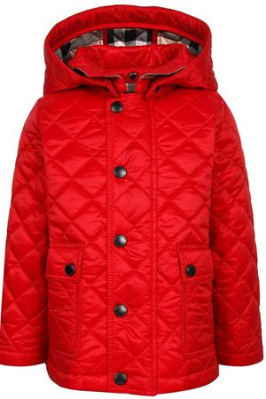 Красная стеганая куртка Burberry Children 125379348