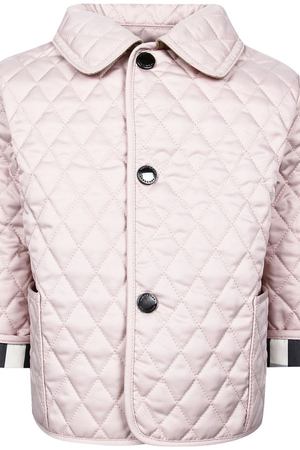 Розовая куртка с контрастными манжетами Burberry Children 125379358