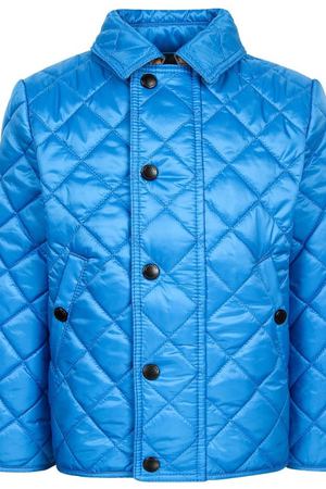 Голубая стеганая куртка Burberry Children 125379354