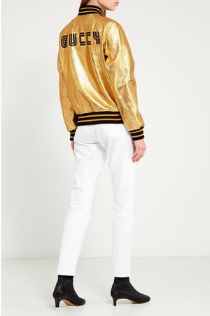 Куртка из золотистой кожи со звездами Gucci 47079270