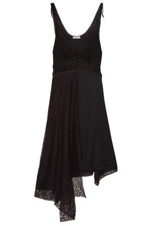 Черное асимметричное платье с кружевом Balenciaga 39779578