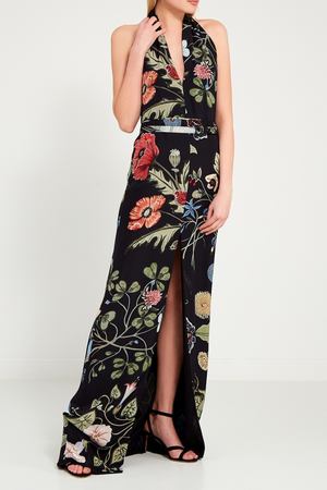 Черное платье-макси с цветами Gucci 47080222