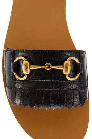 Черные кожаные сандалии Horsebit Gucci 47078877 вариант 3