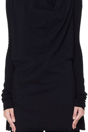 Черный хлопковый топ с драпировкой Rick Owens DRKSHDW DS18F7216/black купить с доставкой