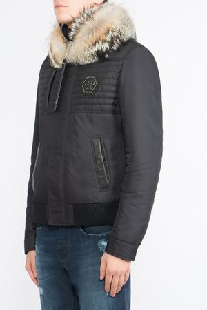 Утепленная куртка-бомбер Philipp Plein Philipp Plein MRB0340 Черный/база купить с доставкой